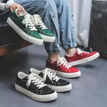 Мужская обувь летняя студенческая универсальная удобная нескользящая повседневная обувь дышащие молодежные износостойкие однотонные кроссовки 39 чёрный