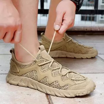 Мужская обувь, летняя трендовая обувь с дышащей сеткой, повседневный спорт, крутая и модная мужская повседневная обувь 44 серый