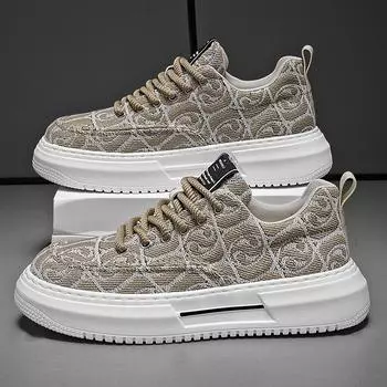 Мужская обувь лето 2024 года новые дышащие парусиновые туфли, подходящие по цвету, универсальные, увеличивающие рост, спортивные и повседневные, низкие мужские модные туфли 39