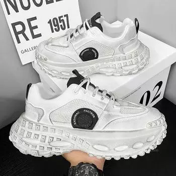 Мужская обувь лето 2024 новая сетчатая дышащая повседневная спортивная обувь мужская увеличивающая рост подростковая обувь на платформе для папы мужская 39