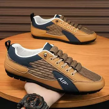 Мужская обувь лето 2025 года, новая мужская рабочая повседневная обувь, модная обувь для вождения с одной педалью, спортивная шапочка с мягкой подошвой 39 чёрный