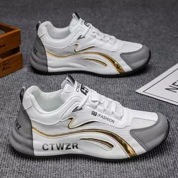 Мужская обувь Лето 2025 Новые легкие кроссовки для спорта и отдыха Дышащие сетчатые туфли с защитой от запаха Универсальные туфли для папы на толстой подошве 39