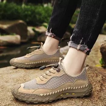 Мужская обувь летом, дышащая сетка, тонкая резинка для занятий спортом на открытом воздухе, мужская обувь One Foot Push, модная повседневная обувь 38 серый