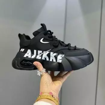 Мужская обувь Letter 2025 весна новая мода универсальный тренд повседневная молодежная воздушная подушка повышенная платформа папины туфли 39 белый