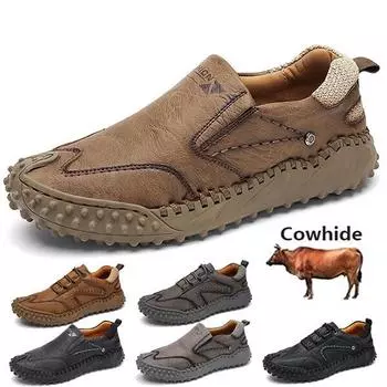 Мужская обувь, лоферы из натуральной кожи, обувь ручной работы на платформе, мягкие дышащие роскошные мужские кроссовки 38 чёрный