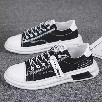 Мужская обувь Low Help Canvas Shoes 2024 Весна Лето Отдых Скейтборд Обувь Дышащая Удобная Плоская Обувь Вулканизированная Обувь 39 чёрный