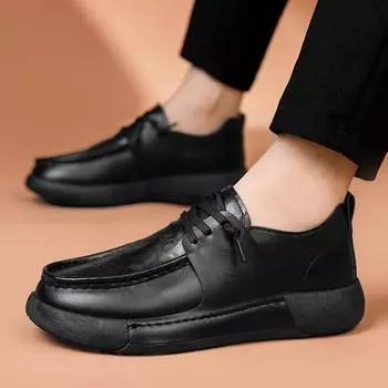 Мужская обувь MAEDEF, повседневная обувь на плоской подошве для мужчин, со шнуровкой, удобная мужская спортивная обувь для вождения, черная обувь для ходьбы 39 чёрный