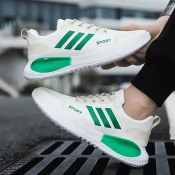 Мужская обувь мода 2025 повседневная спортивная обувь для бега мода на шнуровке папины туфли импортная торговля дышащая трендовая мужская обувь 39