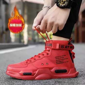 Мужская обувь мода осень и зима новые высокие бархатные теплые туфли для сноубординга студенческая пара повседневная обувь спортивная обувь для бега 36