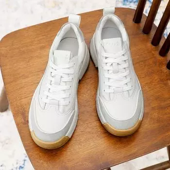 Мужская обувь Модная домашняя обувь Трендовая обувь Универсальная обувь для пап на платформе Амортизирующая дышащая спортивная повседневная обувь Мужская кожаная обувь 42 серый