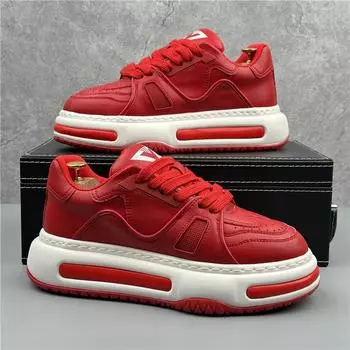 Мужская обувь, модная, мягкая подошва, шнуровка, красные повседневные туфли, толстая подошва, спортивная обувь для бега, удобная, нескользящая, легкая мужская обувь 38 белый