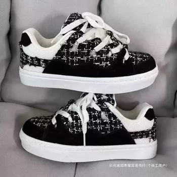 Мужская обувь модная пара обуви для хлеба черно-белая флип-меховая парусиновая обувь для сращивания мужская и женская повседневная обувь для скейтборда спортивная обувь 36