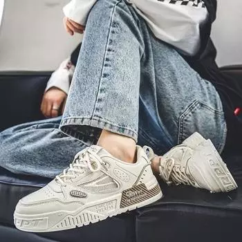 Мужская обувь, модная повседневная обувь для отдыха на открытом воздухе, обувь на шнуровке, обувь для скейтбординга, тренировочная обувь для мужчин, нескользящие кроссовки, теннисные туфли для мужчин 39 бежевый