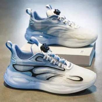 Мужская обувь, модная повседневная обувь, летняя, новая спортивная обувь, вращающаяся пряжка, модные кроссовки, попкорновая подошва, дышащие кроссовки 39