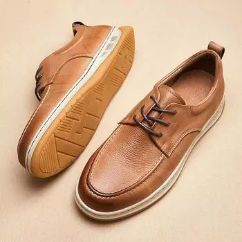 Мужская обувь Модная ретро универсальная обувь для сноуборда Дышащая мужская повседневная кожаная обувь Кожаная мягкая подошва для вождения 38 коричневый