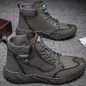 Мужская обувь Модная удобная обувь ручной работы для мужчин Мягкая повседневная обувь на хлопковой подкладке Всесезонные мужские ботинки большого размера 38 чёрный