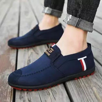 Мужская обувь, модная весенняя дышащая повседневная кожаная обувь, туфли без шнуровки на мягкой подошве 38 чёрный