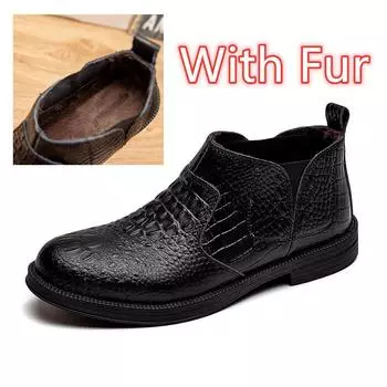 Мужская обувь Модные ботинки челси Мужские деловые оксфорды из натуральной кожи Зимние ботильоны Мужская теплая обувь для отдыха на природе 42
