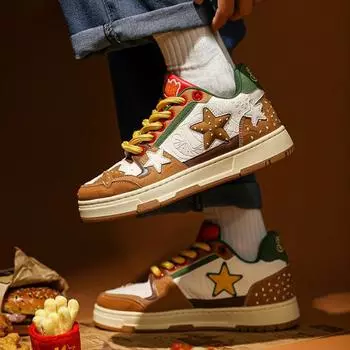 Мужская обувь, модные кроссовки для гамбургеров, удобные высококачественные мужские кроссовки на платформе для универсальных парных кроссовок 37 коричневый