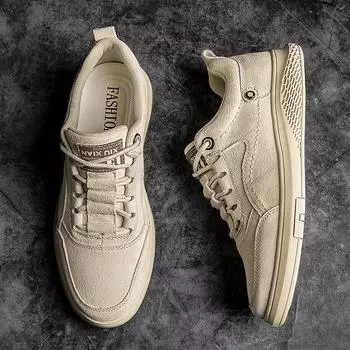 Мужская обувь, модные лоферы из натуральной кожи, дышащие осенние удобные повседневные туфли на шнуровке, уличные мужские кроссовки 38 бежевый