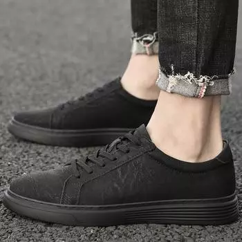 Мужская обувь, модные мокасины из натуральной кожи, дышащие, на шнуровке, удобные, повседневные туфли, мужские кроссовки для улицы, увеличивающие рост на 3 см 37 чёрный