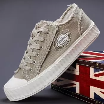 Мужская обувь Модные повседневные мужские парусиновые туфли Удобные низкие туфли на плоской подошве для мужчин 38