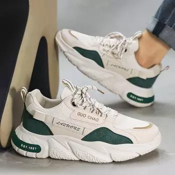 Мужская обувь модный бренд весна 2024 новые сетчатые спортивные туфли мужские беговые нескользящие толстые подошвы дорожные папины туфли 39