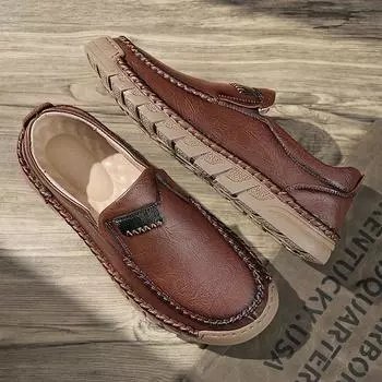 Мужская обувь, мокасины для прогулок, мужские кожаные туфли без застежек, высокое качество, новое поступление, повседневная обувь, британский стиль, обувь для вождения 38 темно-коричневого