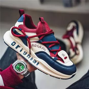 Мужская обувь молодежная осенне-зимняя модная мужская обувь на высокой платформе, увеличивающая рост, персонализированная цветная обувь для папы, повседневная спортивная модная обувь 39