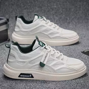 Мужская обувь, мужская парусиновая обувь, уличная четырехсезонная дышащая мужская обувь для доски, мужская модная дышащая повседневная офисная обувь 44 белый