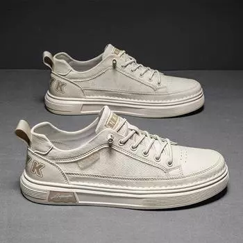 Мужская обувь, мужская парусиновая обувь, уличная четырехсезонная дышащая мужская обувь для доски, мужская модная дышащая повседневная офисная обувь 44 бежевый