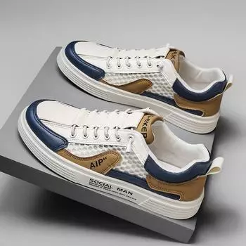 Мужская обувь, мужская парусиновая обувь, уличная четырехсезонная дышащая мужская обувь для доски, мужская модная дышащая повседневная офисная обувь 44 бежевый