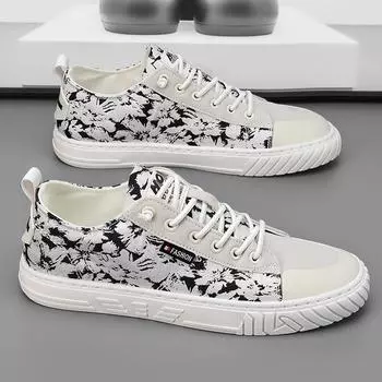 Мужская обувь, мужская парусиновая обувь, уличная четырехсезонная дышащая мужская обувь для доски, мужская модная дышащая повседневная офисная обувь 44 чёрный