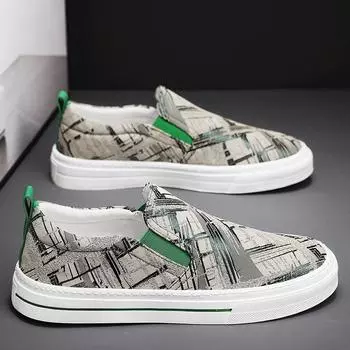 Мужская обувь Мужская парусиновая обувь Уличная летняя дышащая мужская обувь для доски Мужская модная дышащая повседневная обувь Дорожная обувь Холстовые лоферы 44 хаки