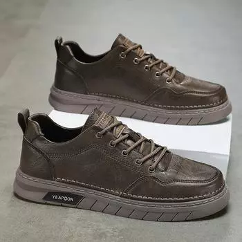 Мужская обувь Мужская повседневная обувь в британском стиле для работы Мужская кожаная обувь Мужская универсальная черная обувь на толстой подошве 39