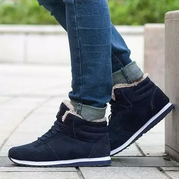 Мужская обувь Мужская зимняя обувь с мехом Зимние кроссовки Черно-синие мужские повседневные туфли Повседневные кроссовки Zapatos Para Hombres Footwear 36 синий
