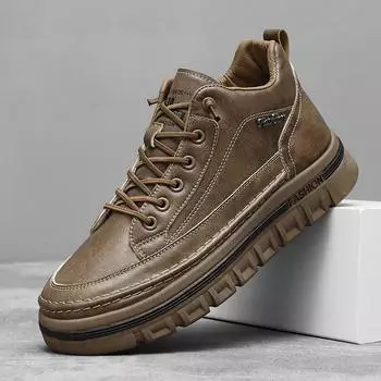 Мужская обувь. Мужские кроссовки высокого качества. Роскошная мужская кожаная обувь. Мужская обувь с высоким берцем. Повседневная легкая обувь. Деловая обувь. 41 хаки