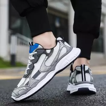 Мужская обувь на платформе, модные неуклюжие кроссовки, мужская повседневная обувь, дышащая спортивная обувь для пап, мужская обувь для фитнеса 39 белый