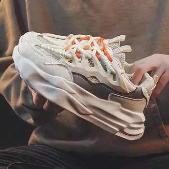 Мужская обувь на платформе, увеличивающая рост, обувь для хлеба, весенняя мода, дышащие громоздкие кроссовки, мужские кроссовки 39