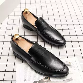 Мужская обувь на все времена года, новые мужские повседневные модные мокасины с одной педалью, корейская версия модных молодежных маленьких кожаных туфель 38