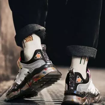 Мужская обувь на высоком каблуке AIR, осень 2021, спортивная обувь, мужская модная повседневная обувь Joker National Tide для студентов, туфли для пап на толстой подошве 39Increased бежевый