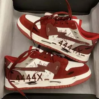 Мужская обувь Niche Fashion Retro Graffiti Made Old Board Shoes Женская плоская подошва Повседневная спортивная обувь для пар Унисекс со шнуровкой 36