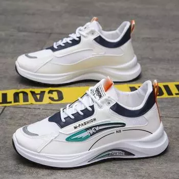 Мужская обувь низкие кроссовки сетчатые дышащие повседневные студенческие корейская версия платформа модные кроссовки 39 белый