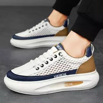 Мужская обувь, новая летняя сетчатая поверхность, дышащая спортивная повседневная обувь, обувь на платформе, модная обувь для молодых студентов 39