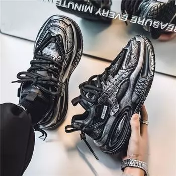 Мужская обувь, новая модная спортивная обувь, осень и зима, ретро, толстая подошва, усиливающая протирание, старая, подростковая, повседневная обувь для пап 39