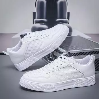 Мужская обувь, новая весенне-летняя дышащая студенческая обувь белого цвета, модная универсальная спортивная и повседневная обувь с низким верхом, модная обувь для мужчин 39