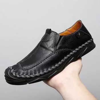 Мужская обувь, новая весенне-летняя повседневная обувь из дышащей кожи, мужская обувь для вождения из воловьей кожи, мужская обувь на мягкой подошве 38