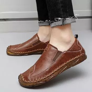 Мужская обувь, новая весенне-осенняя повседневная кожаная обувь, мужская обувь больших размеров, модная мужская дышащая универсальная обувь с мягкой подошвой Gommino 38