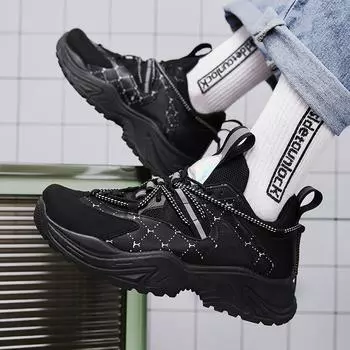 Мужская обувь, новая весенняя тканая спортивная обувь на толстой подошве, повседневная обувь с низким верхом для папы, все трендовые кроссовки 39 белый