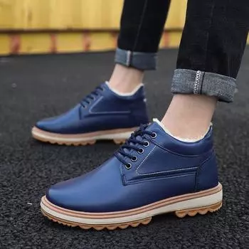 Мужская обувь, новая зимняя обувь, повседневная обувь, мужские кроссовки, удобные зимние ботинки на меховой подкладке, мужские ботильоны, Zapatillas Hombre 39 синий